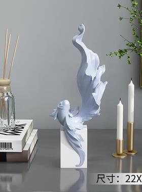 高档年面年居有余桌摆件客厅视柜酒柜轻电奢艺术家饰品锦鲤乔迁礼