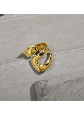 TT跨境镂空水滴开口戒指冷淡指环