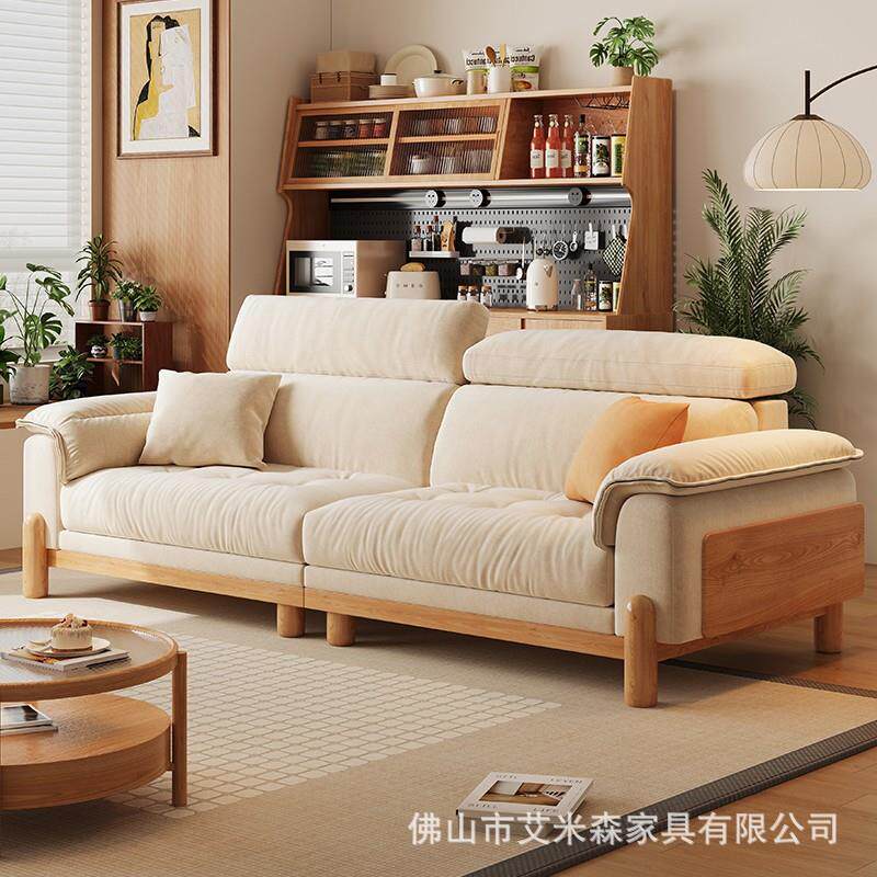 北欧法式原木布艺沙发小户型可拆洗布沙发棉麻客厅L沙发顺德家具