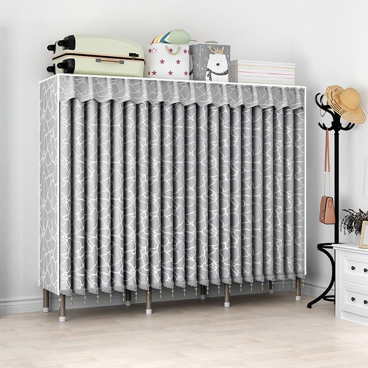 布衣柜钢架加粗全钢架出租屋卧室窗帘式拉帘加固加厚家用简易衣橱