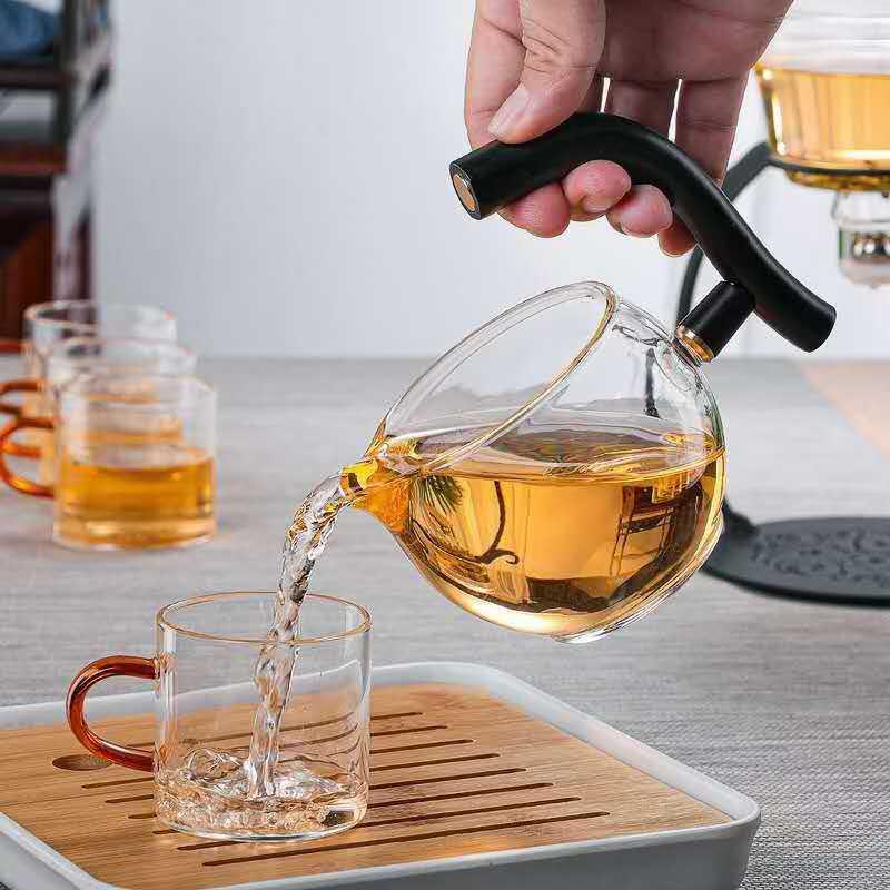 新款懒人磁HQD吸泡套硼茶器装花壶办公茶室红茶壶高硅耐热玻璃水