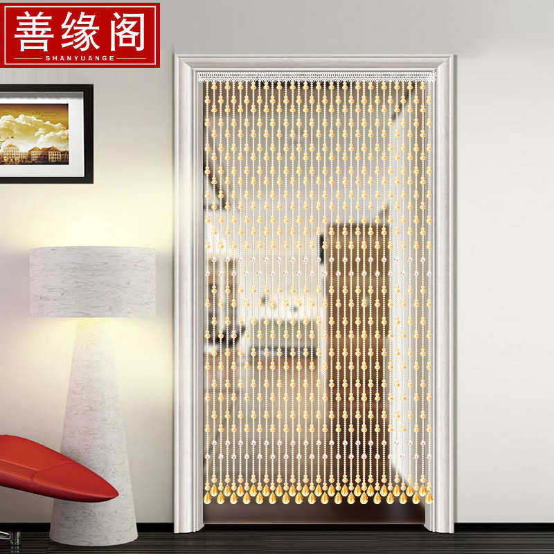 珠帘水晶隔断客厅玄关屏风成品帘子卧室卫生间香槟葫芦门帘免打孔