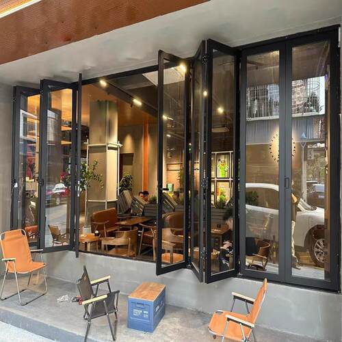 左右折叠铝合金折叠门厨房餐厅阳台咖啡吧台奶茶店极窄推拉门定制