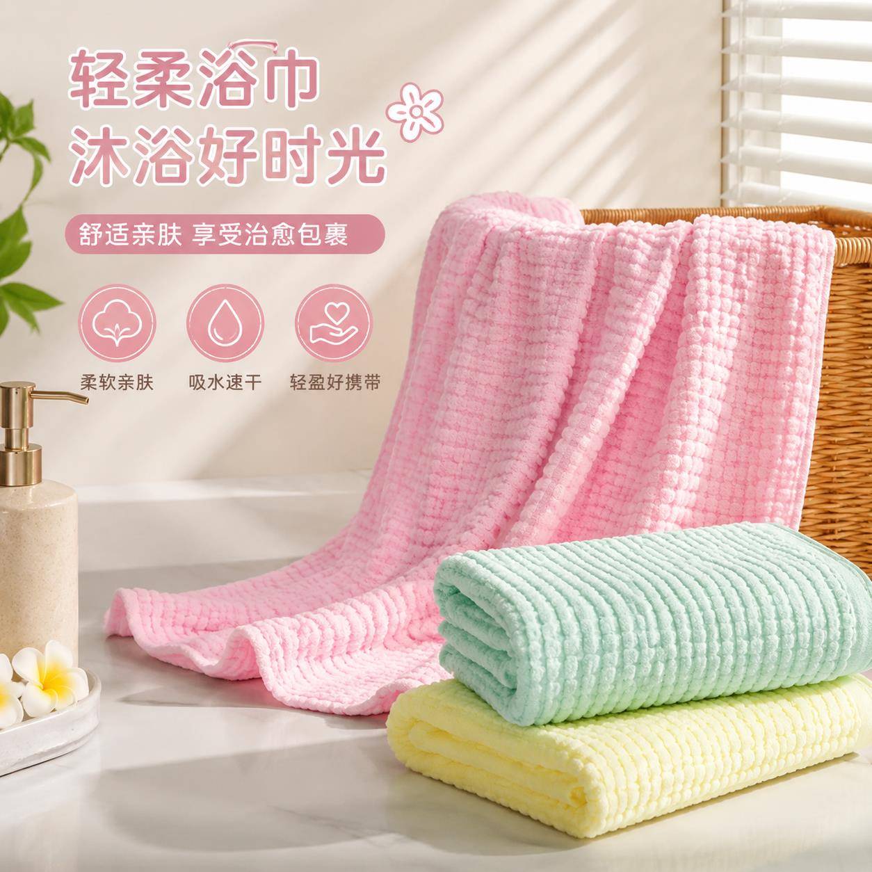 儿童浴巾女孩婴儿纱布六层水洗被包巾宝宝洗澡便携式速干男童浴袍