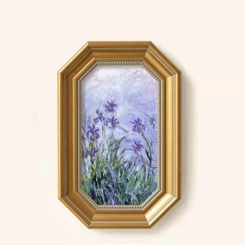 法式古典艺术餐厅八角框花卉挂画欧式复古客餐厅卧室背景墙装饰画