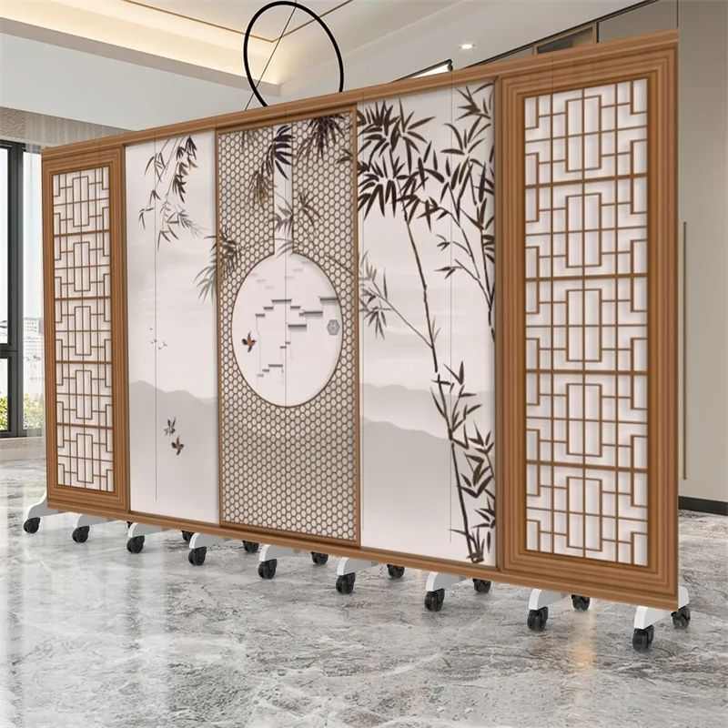 复古高端新中式屏风隔断客厅办公室酒店入门遮挡折叠移动饭店屏风