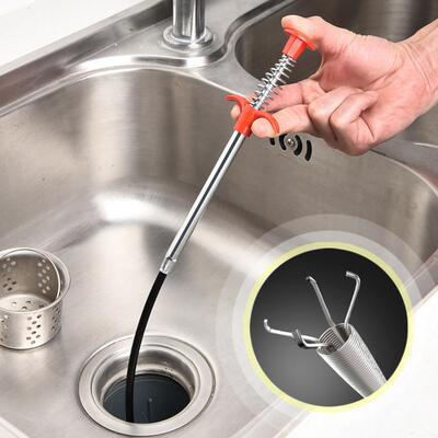 Flexible Pipe Cleaner with Squeeze-Operated Four-Claw Retrie