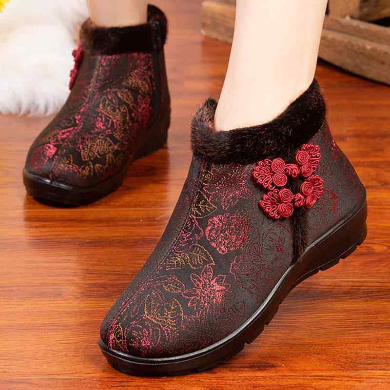 高档老北京妈棉鞋女冬加老年人鞋子软底老人绒防滑冬季保暖妈鞋奶