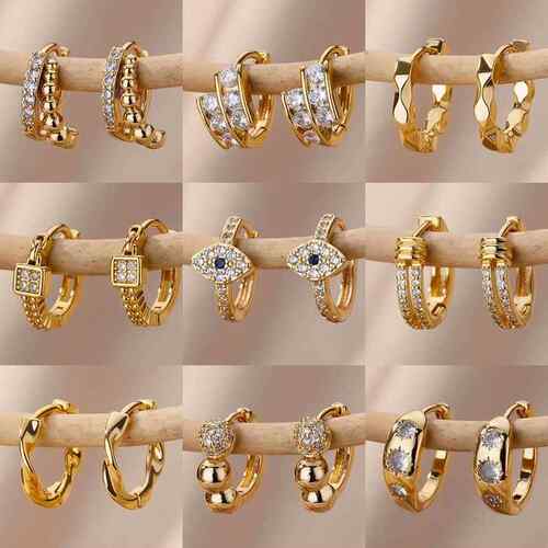 Stainless Steel Evil Eye Earrings for Women Gold Color Roune