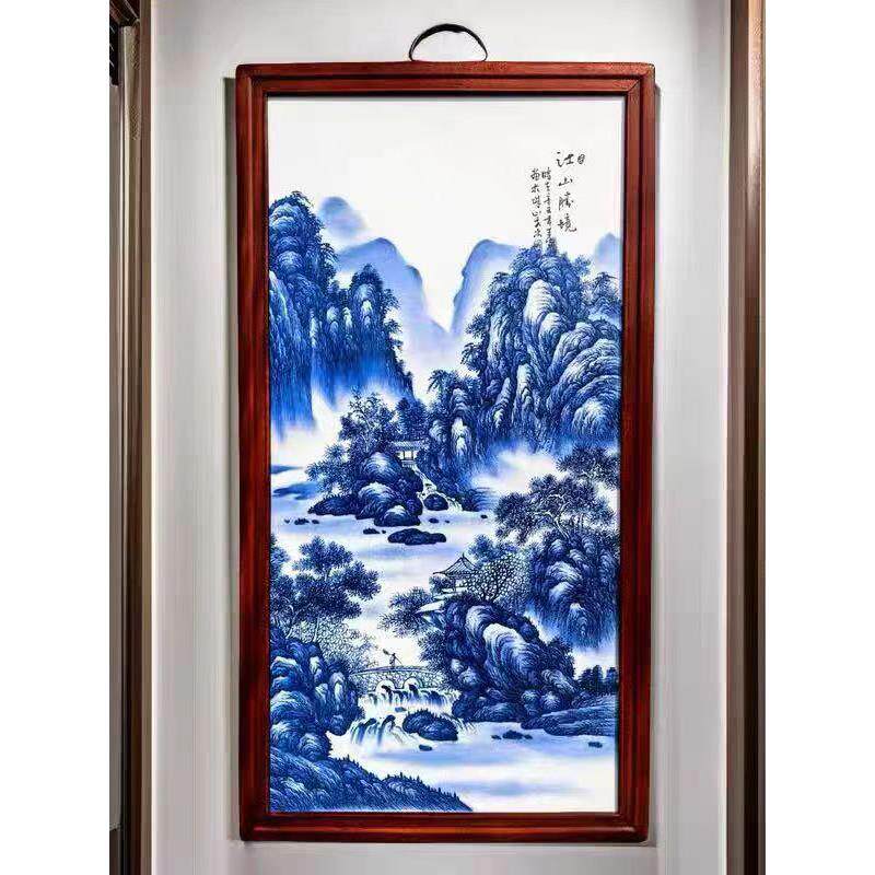 景德镇陶瓷瓷板画覆古手工高档玄关挂画人物花鸟山水百搭装饰画