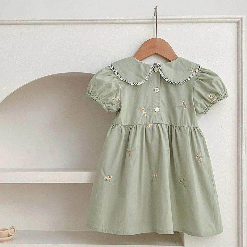 Girls Summer Dress Kids Princess Birthday Dresses Embroidere