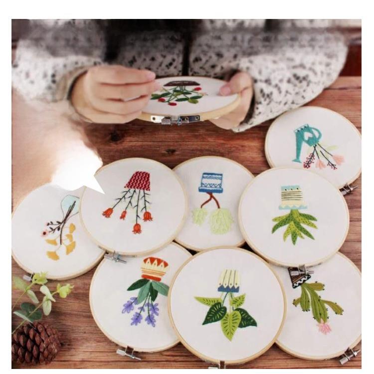 盆栽刺绣diy材料包 孕妇手工制作布艺创意欧式立体绣花套件装饰画图片