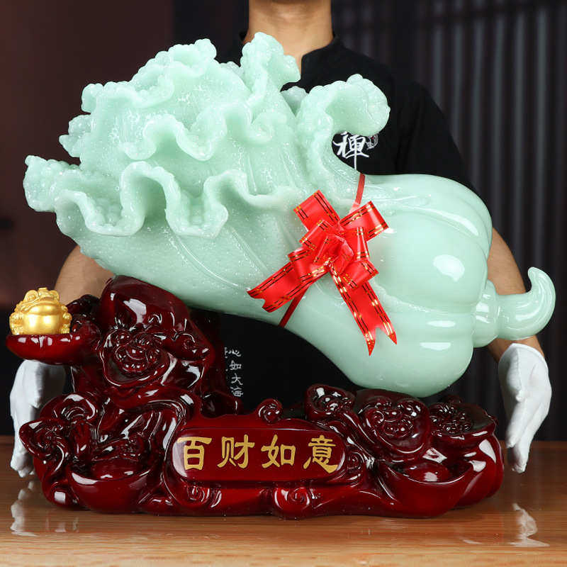 百财如意招财蓝冰玉白菜摆件电视酒柜玄关装饰品店铺开业乔迁礼品,特色手工艺,其他特色工艺品,淘宝优惠券,粉丝福利购,淘宝优惠卷