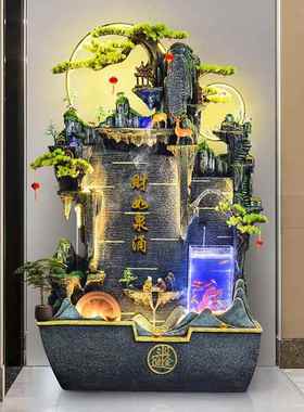 大型假山流水喷泉鱼缸客厅庭院阳台办公室循环水景观中式生财摆件