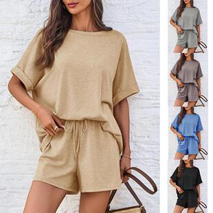 Women‘S 2-Piece Lounge Sets Short Sleeve Shirts Workout Top