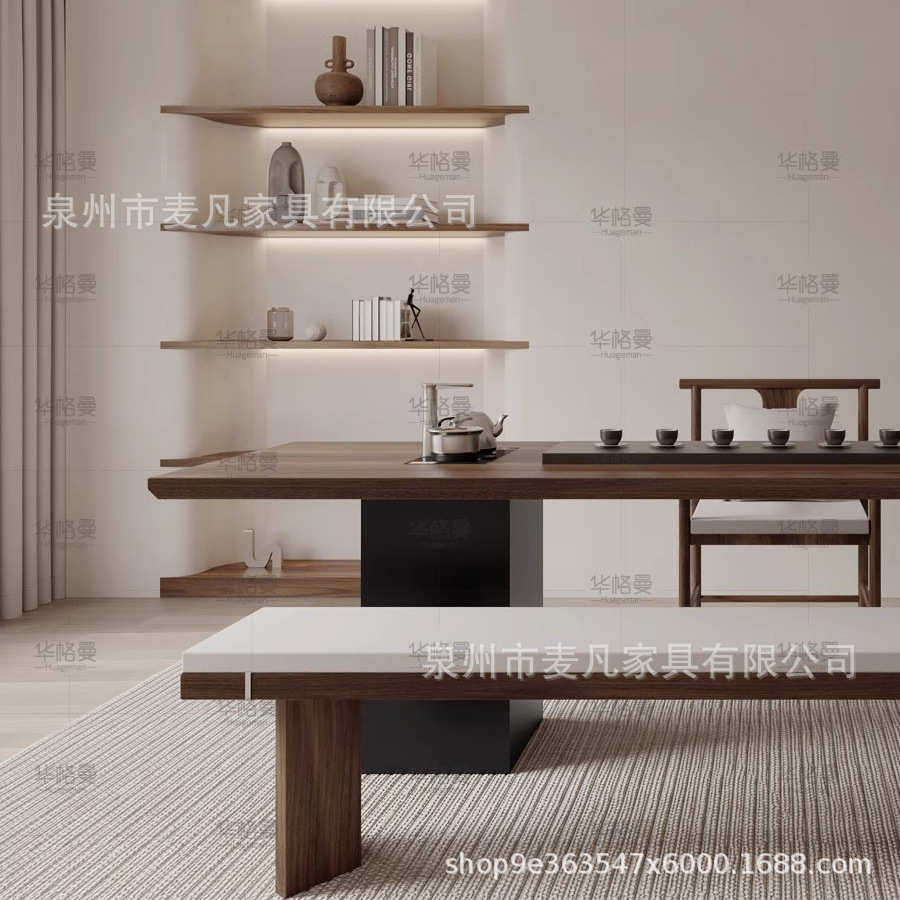 新中式实木茶桌椅组合茶室烧水一体功夫茶台办公室原木大板喝茶桌,住宅家具,家用茶台/茶桌,淘宝优惠券,粉丝福利购,淘宝优惠卷