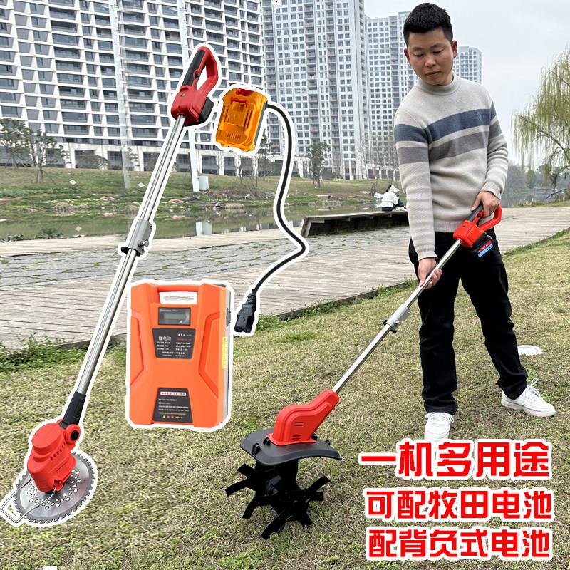手持锂电微耕机松土机农用翻土机小型家用电动锄头旋耕机器大功率