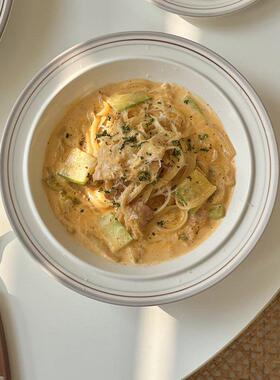 On the table - 灰色线条系列釉下彩陶瓷深盘 汤盘 意面盘 9寸