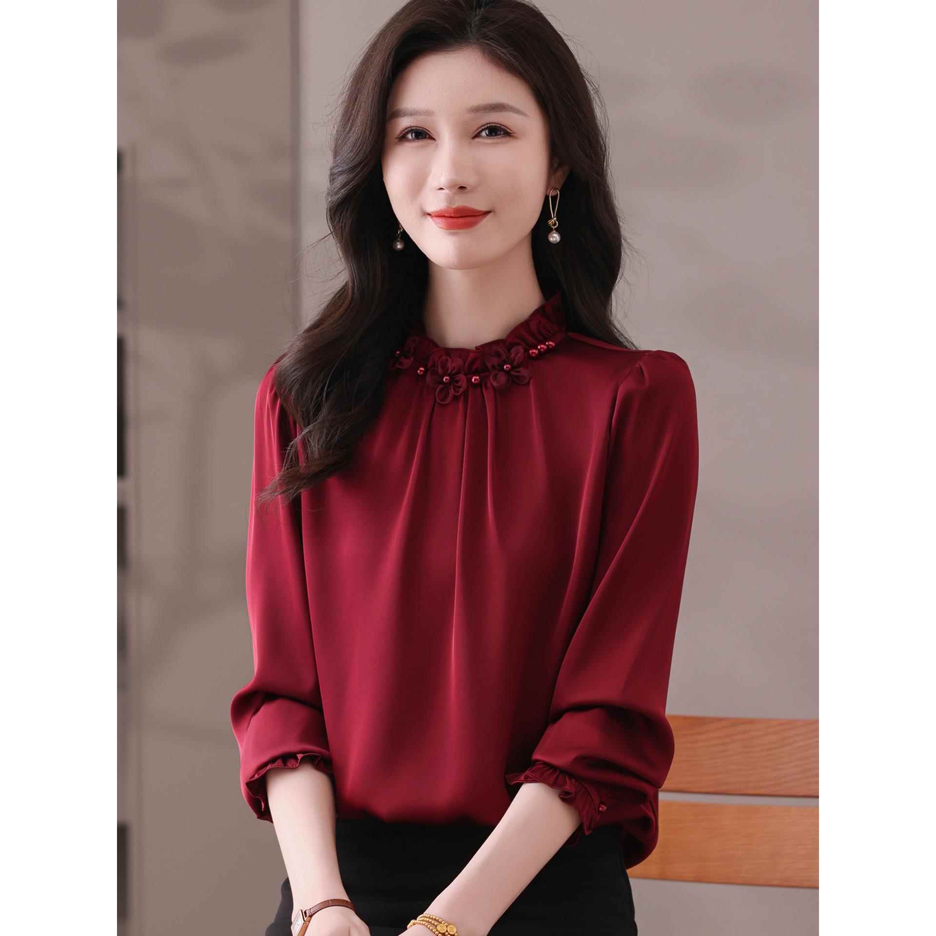 结婚妈妈礼服平时可穿上衣十一年轻气质喜婆婆婚宴装薄款长袖衬衫