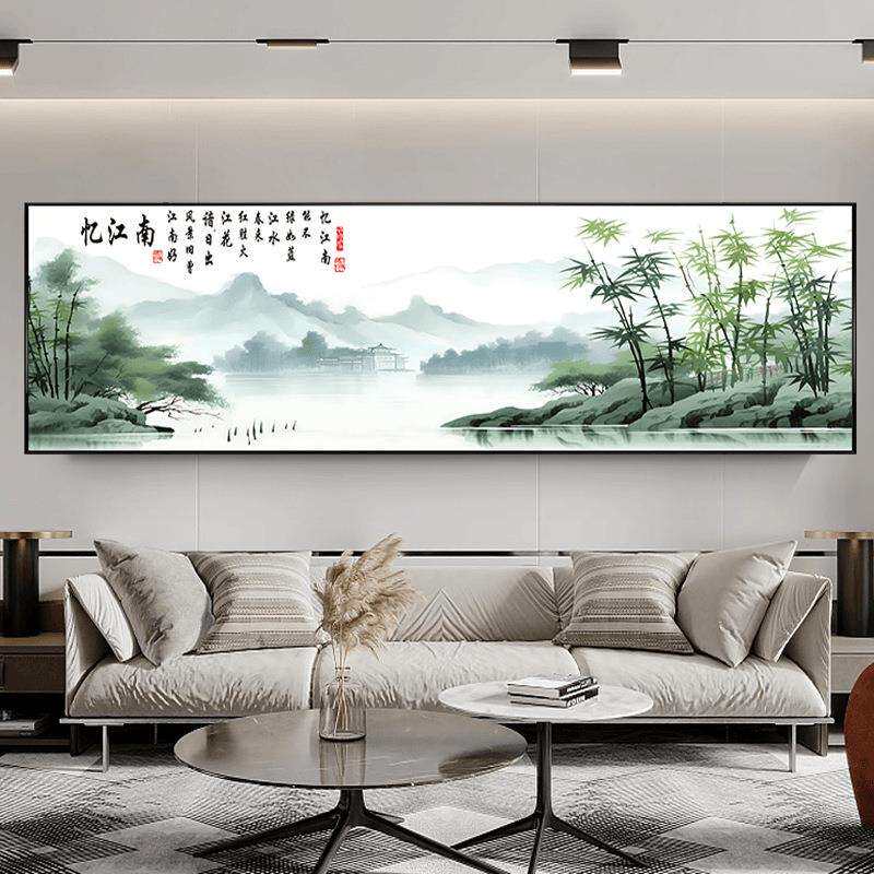 忆江南十字绣2024新款线绣客厅满绣大幅风景水墨山水画自己绣手工