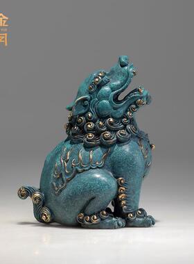 铜金岁月朝天吼貔貅黄铜摆件貔貅铜器工艺品摆件书房办公室装饰品