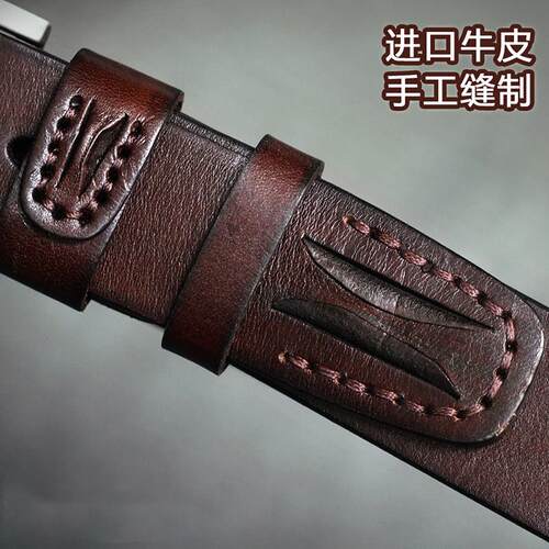 进口头层牛皮手工缝制皮带男商务休闲针扣真皮皮带原创设计裤腰带