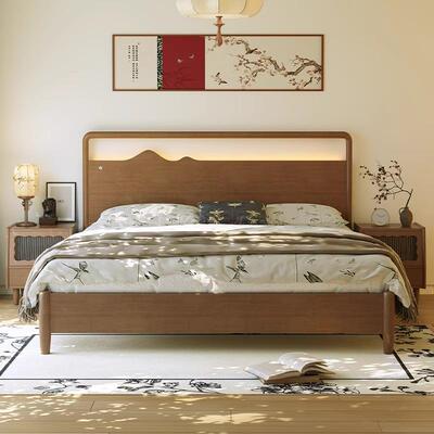 宋式美学实木床新中式双人床民宿主卧室家用小户型全实木1米5床