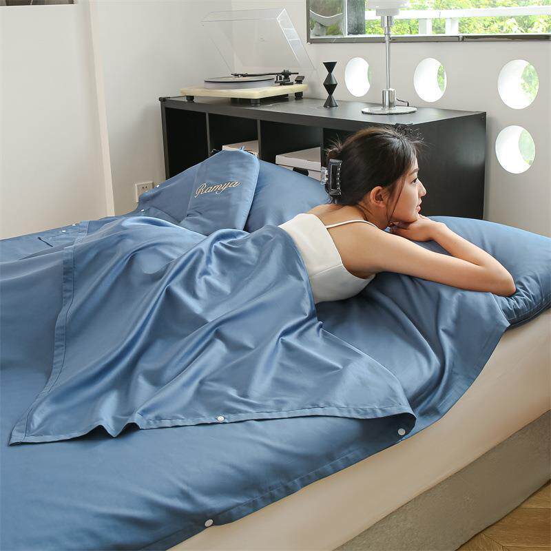 酒店脏睡袋纯棉全202412DC棉旅行游隔用四件套出旅差床单人被套罩