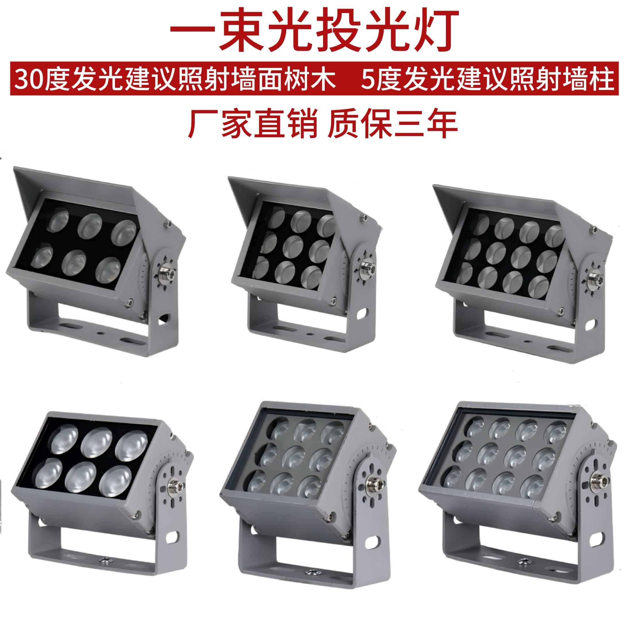 LED投光灯一束光聚光户外防水外墙射灯室外照树灯照柱子灯