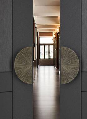 大门拉手璃门玻把手中式仿铜半圆形射新纹实木酒店古会所TOQ木门