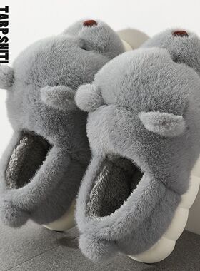 百搭毛绒绒冬季棉鞋男款加棉加厚厚底踩屎感轻便外穿男鞋不臭不响