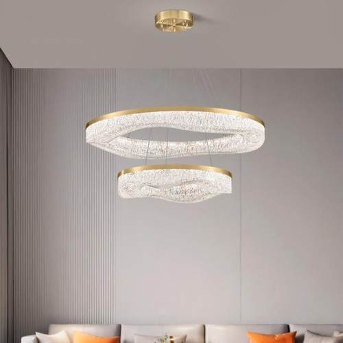 全浪光客谱波护眼智能高端树脂仿9水晶轻奢后现代餐厅主卧室铜吊