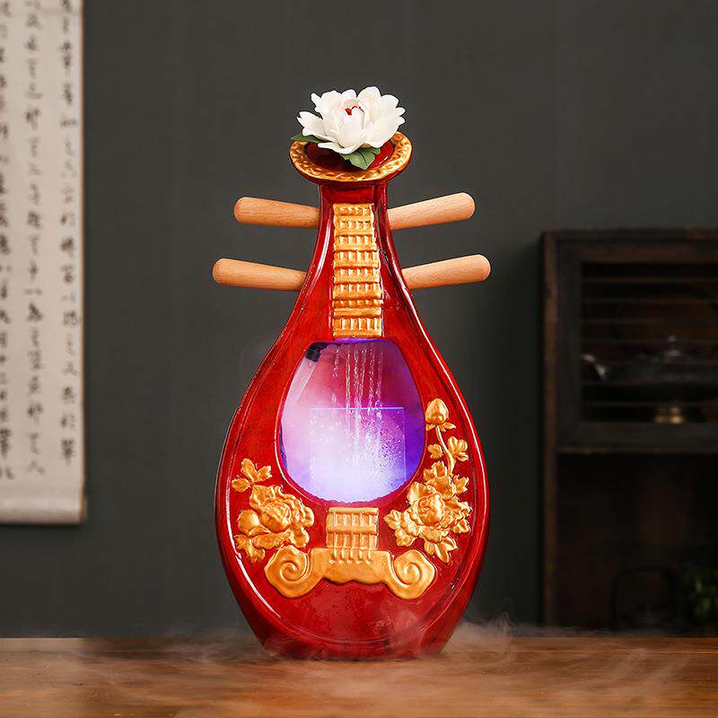 中古式流水件环水吉KKY他摆琵琶典乐器复古加湿器陶瓷装饰循品茶