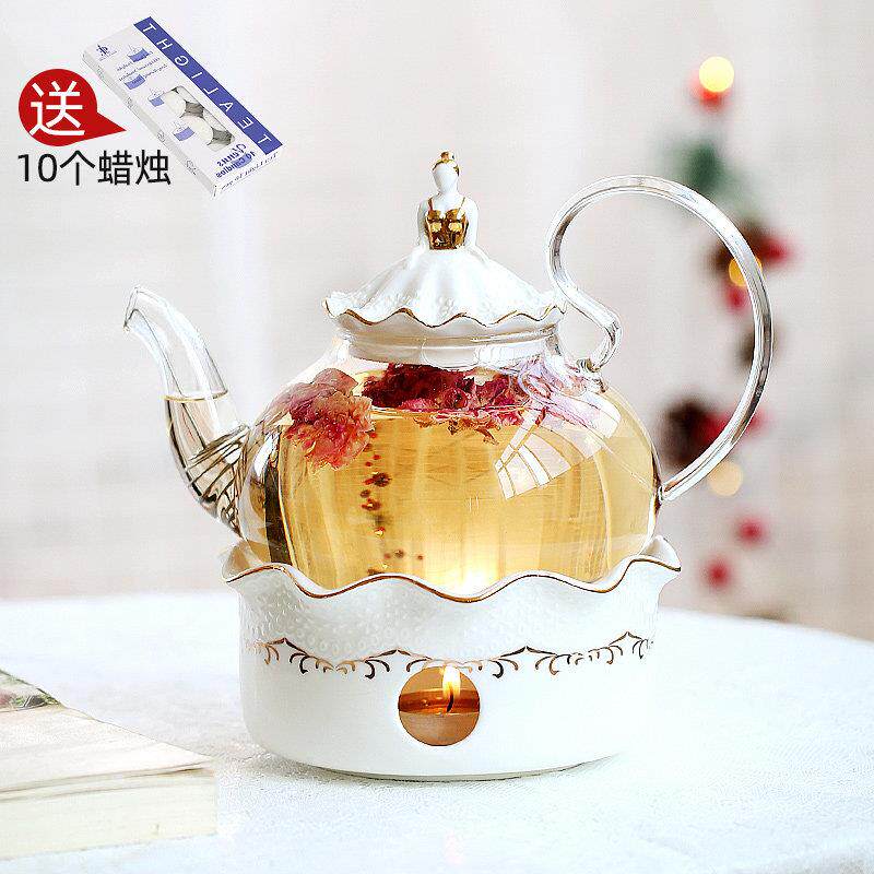 那些时光 花茶壶 蜡烛加热水果茶壶套组 耐热玻璃下午茶花果茶壶