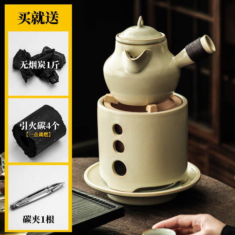 苏打釉煮茶壶围炉煮茶家用室内碳炉一套炭火烧烤炉子罐罐茶户外
