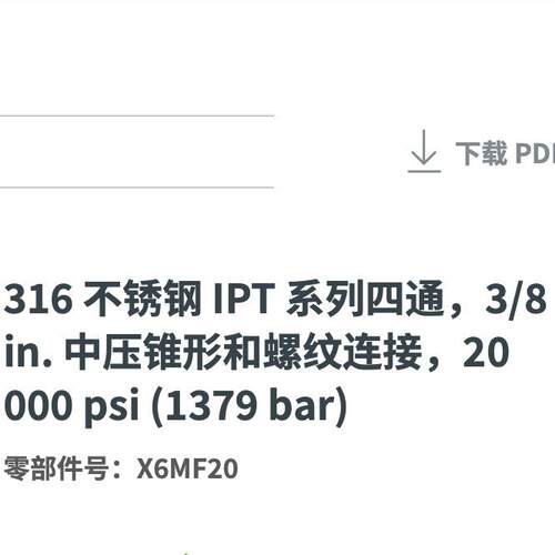 世伟洛克X6MF20不锈钢IPT中压锥形和螺纹四通接头3/8 in.1379 bar