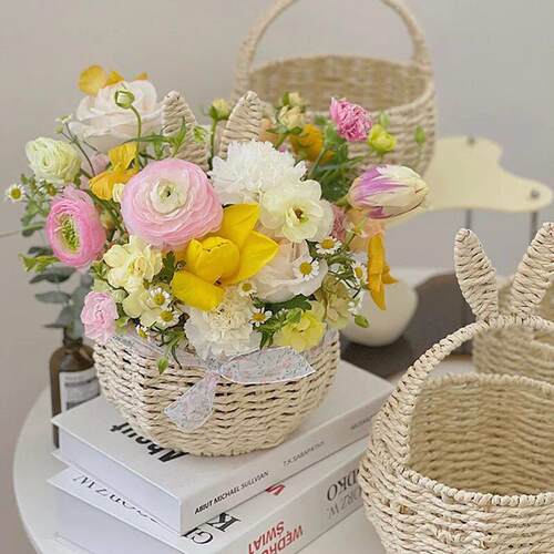 Easter Baskets Hanging Storage Wicker Basket Rattan Picnic