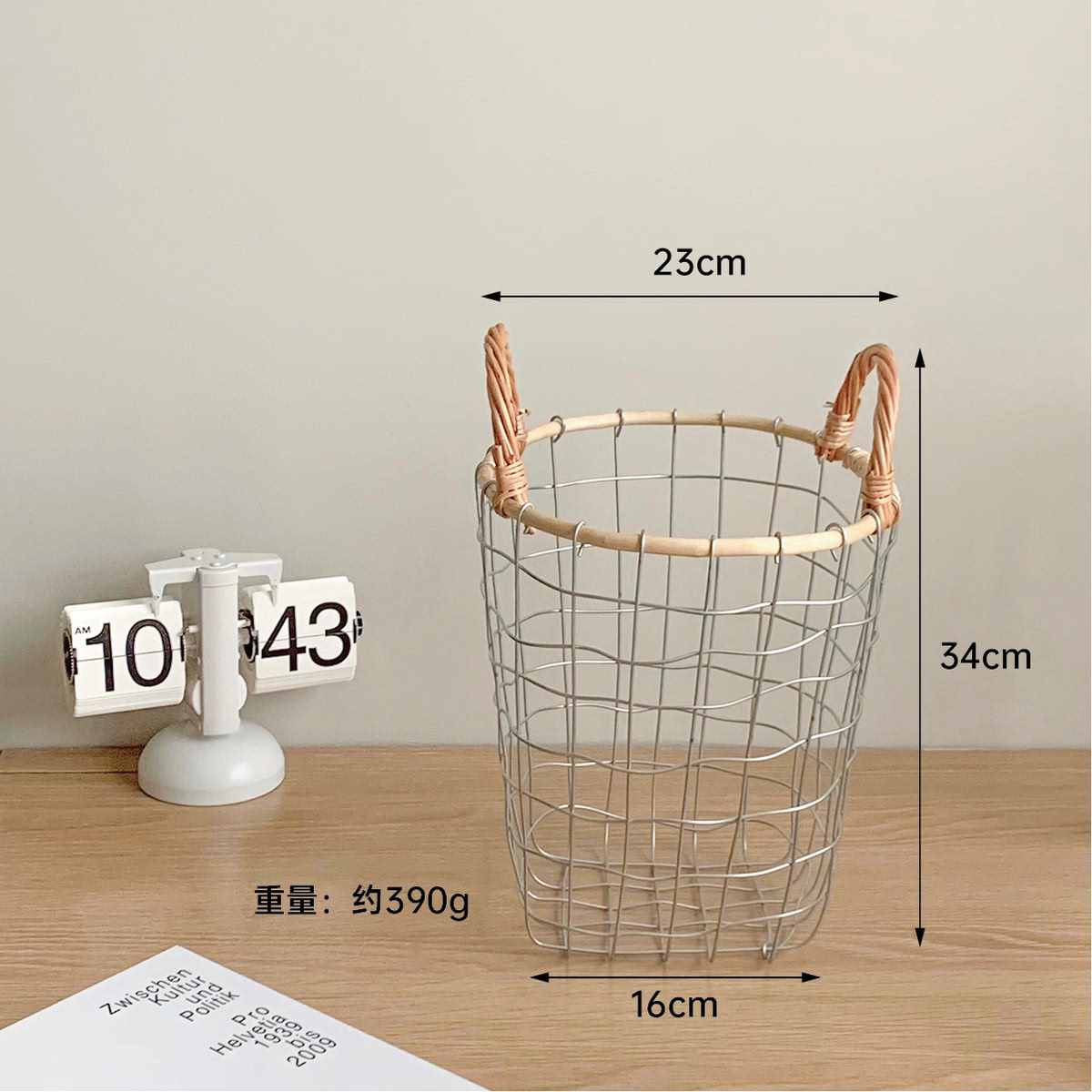 网格铁丝铁手工简约筐筐收纳艺复古收纳藤条手提篮储编织物美式