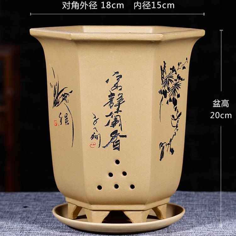 宜兴紫砂兰花盆带托盘兰花盆君子兰室内家用桌面绿植花盆,鲜花速递/花卉仿真/绿植园艺,花盆,淘宝优惠券,粉丝福利购,淘宝优惠卷