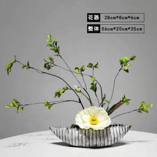 植摆件中式 饰品仿真 简约盆景花花艺样板房玄关新售楼处电视柜绿装