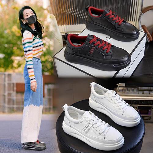 真皮小白鞋2026春季新款单鞋厚底女鞋平底鞋休闲鞋女式板鞋shoes