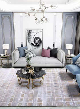 灰色茶几客厅地毯现代ins奢威毯简约机织北欧耐脏沙发地毯尔顿轻