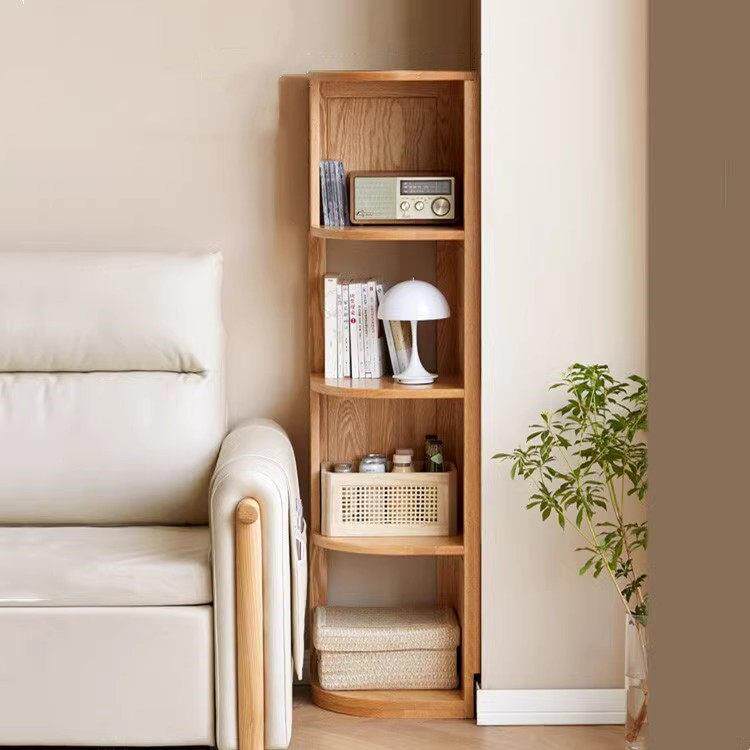斯堪的纳维亚全实木角书架橡木角储物架简单落地多层储物三角柜定