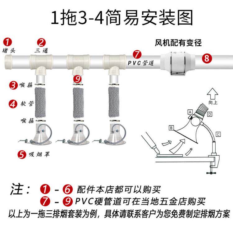 4WZA吸烟气仪焊锡XVJ吸烟罩透明喇叭排烟套装空净化抽烟换口气配