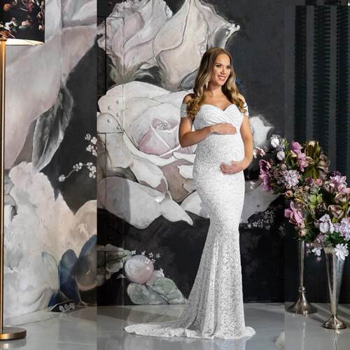 Women's lace trailing short sleeved jumpsuit long skirt