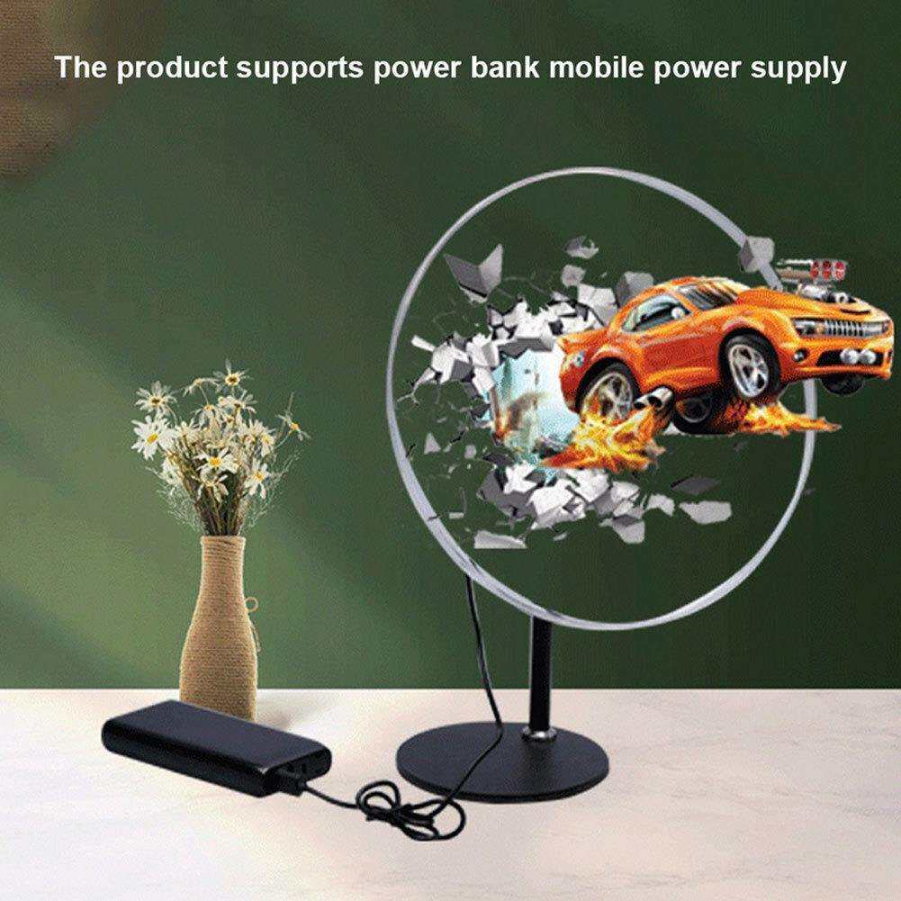 30cm吸睛3d全息风扇高清LED裸眼3D立体风扇广告机桌面保护罩支架