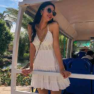 Beach Wear Women Bath Dress Swimsuits Sexy Hollow Out White