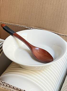 德化白瓷梯形汤菜盘子6.5英寸深盘拌面盘炒菜盘餐具甜品碗沙拉碗