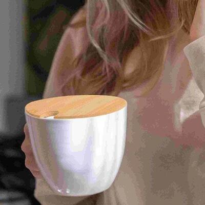 6 Pcs with Cover Bottle Cap Plain Tumblers Bamboo Drink