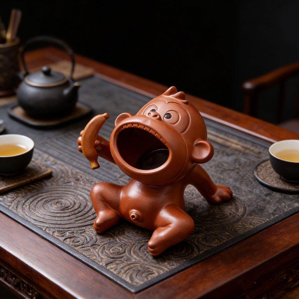 撒尿喷水茶宠笑口常开招财生肖可爱紫砂茶宠宜兴创意茶盘陶瓷摆饰